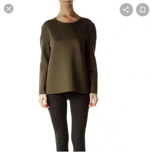 Jbrand Olive green scuba nylon long sleeve top